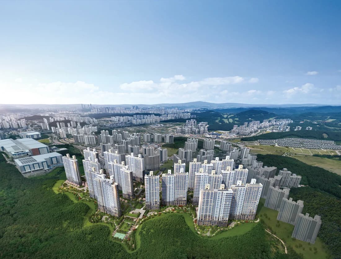 동탄파라곤3차 단지 항공뷰 조감도 - 동탄2 신주거문화타운 1,247세대 대단지